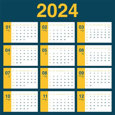 Monthly Calendar 2024 Week Starts On Sunday 27159130 Vector Art At