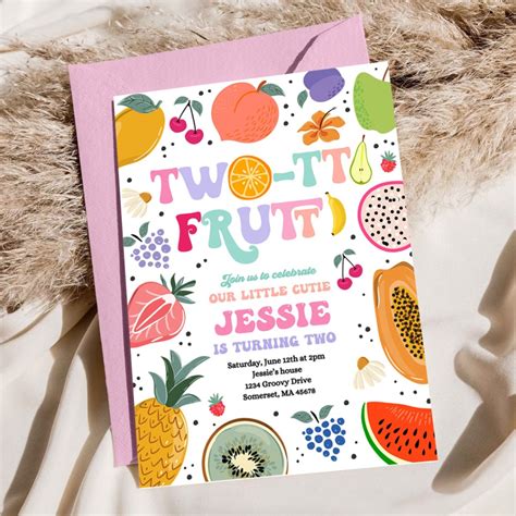 Editable Two Tti Frutti Birthday Invitation Two Tti Frutti 2nd Birthday
