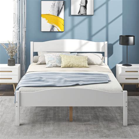 Full Size Bed Frame Segmart White Full Platform Bed Frame With