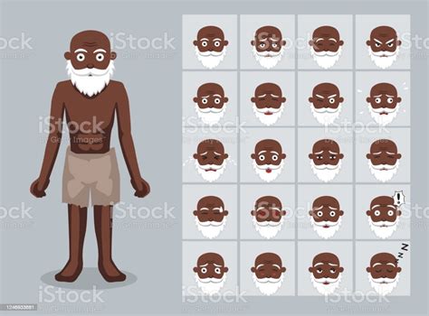 Black History Old Skinny Slave Cartoon Emotions Faces Vecteurs Libres