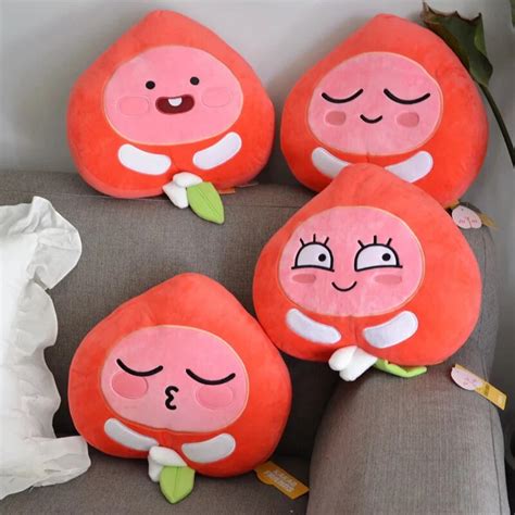 38cm Kakao Friends Plush Peach Pillow Stuffed Kawaii Cartoon Apeach