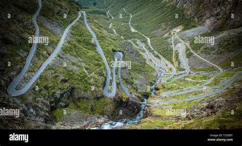 Famous Trollstigen Serpentine Mountain Road In The Norway Stock Photo