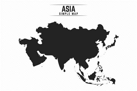 Semplice Mappa Nera Dell Asia Isolata Su Sfondo Bianco Arte