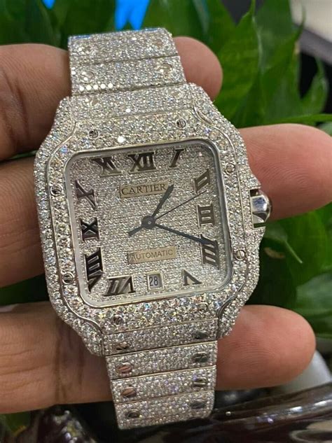 Diamond Cartier Santos Wssa0018 Mens Watch 2490 Cts Diamonds Fully