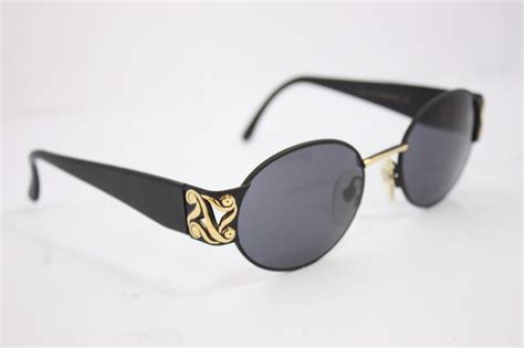 Maga Design 3093a Vintage Sunglasses Made In Italy Black Gold 53mm Round Ebay