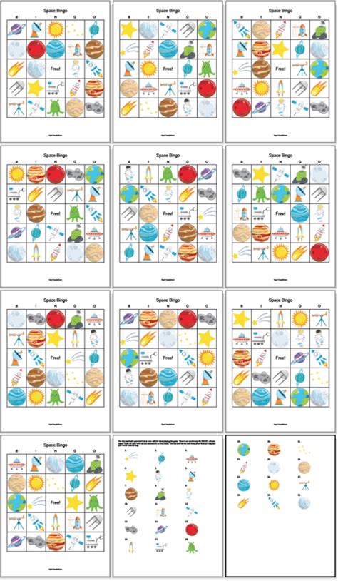 Free Printable Space Bingo For Out Of This World Fun The Artisan Life