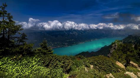 Bernese Alps Lake Under Cloud With Mountains In Switzerland 4k Hd