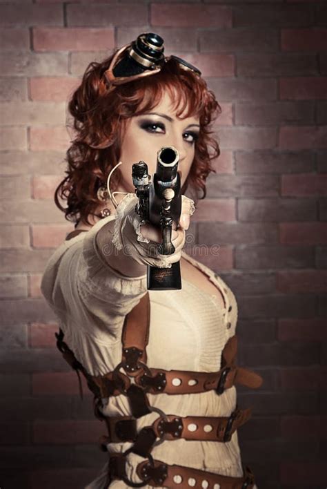 Steampunk Girl With Gun Stock Image Image Of Fantasy 44816289