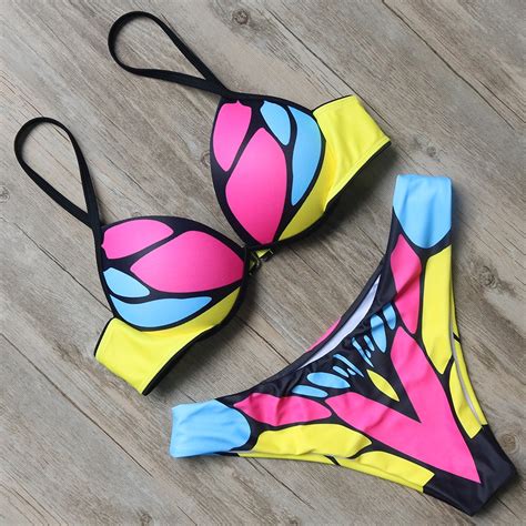 Hot Sale Colorful Backless Swimwear Women Striking Swimsuit Bikinis Set Printing Swimming Suit