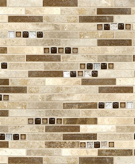 Beige Brown Travertine Subway Glass Backsplash