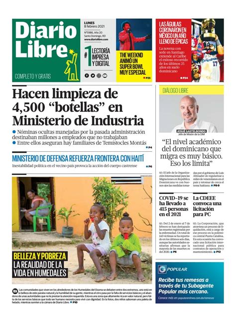 Portada Periódico Diario Libre Sábado 19 De Mayo 2018 Dominicanado