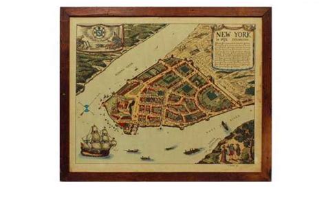 216 New York 1674 Hand Colored Map Measuring 16 In
