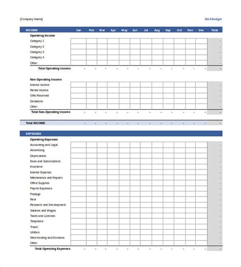 Business Budget Templates 15 Printable Excel Word And Pdf Formats