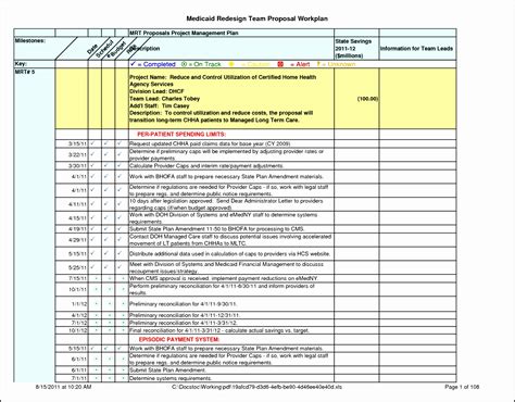 Project Management Plan Template Excel Free Sample Example Format