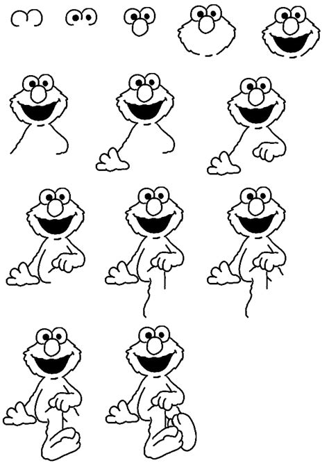 How To Draw Elmo Cartoon Faces Expressions Cartoon Drawings Drawings