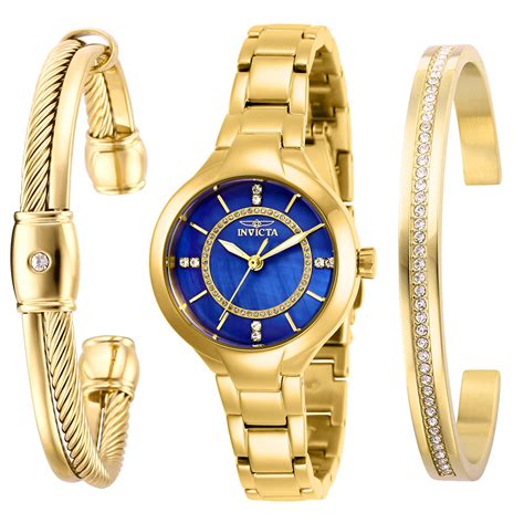 Invicta Invicta Angel Crystal Blue Dial Womens Watch And Bracelet