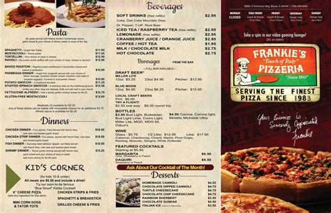 Online Menu Of Frankies Touch Of Italy Pizzeria Restaurant Monee