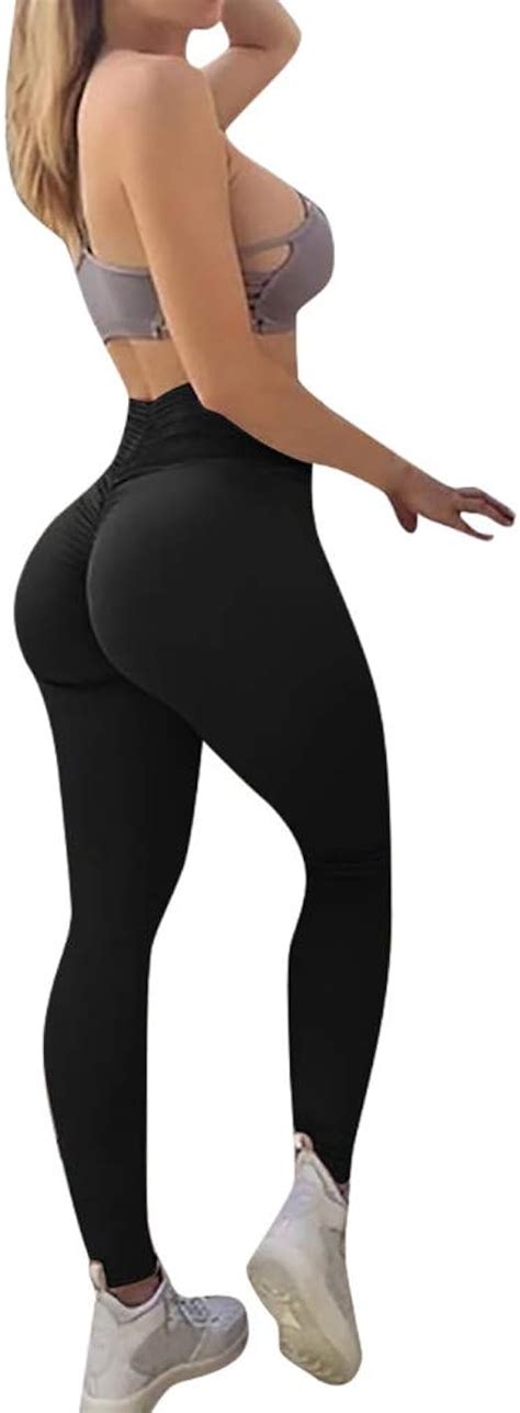 Womens High Waisted Bottom Scrunch Leggings Ruched Yoga Pants Push Up Butt Lift Trousers