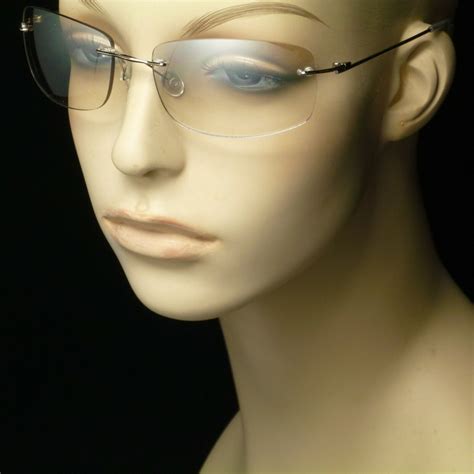 Sun Glasses Light Tint Clear Pearl Mirror Lens Silver Frame Rimless Men Women V9 Ebay
