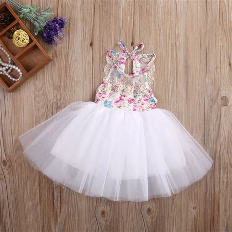 2018 New Toddler Baby Kids Girls Tulle Tutu Floral Dress Party Dresses
