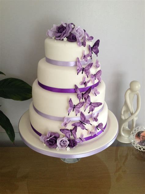 Handmade Purple Butterfly Wedding Cake