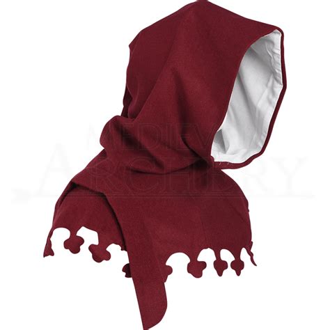 Wool Medieval Liripipe Hood - Maroon - HW-701487M by Traditional Archery, Traditional Bows ...
