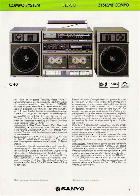 Sanyo C40 Stereo Compo System Sanyo Radio Cassette Boombox