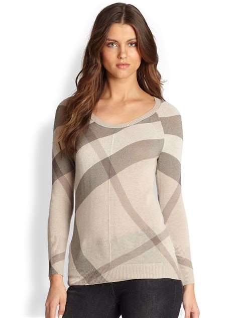 Lyst Burberry Brit Reversible Woolcashmere Sweater In Gray