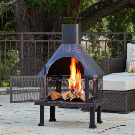 Outdoor Patio Fireplace Wood Burning Fire Pit Bronze