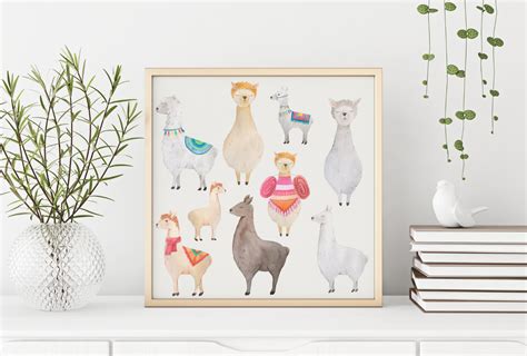 Watercolor Llamas Cute Nursery Art Print Amazing Printables