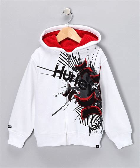 Hurley White Concussion Zip Up Hoodie Boys Zulily