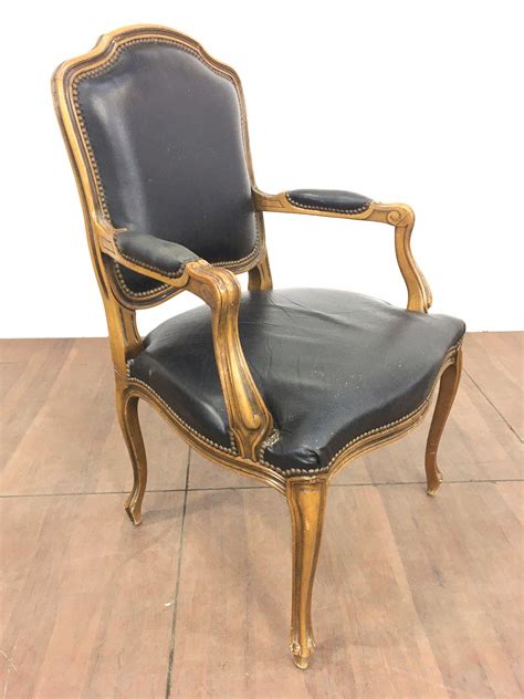 Lot Country French Provincial Leather Fauteuil Chair