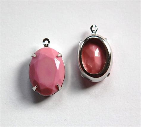 Vintage Opaque Pink Faceted Stone In 1 Loop Silver Setting Etsy