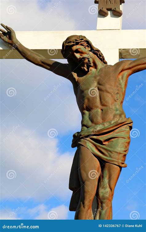 Bronze Statue Of Crucifixion Of Jesus Stock Image Image Of Good