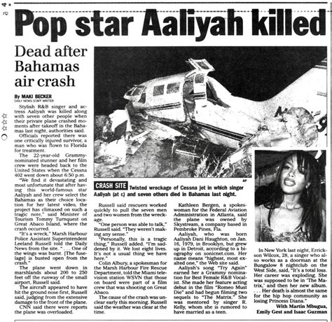Singer Aaliyah Dies In Plane Crash National Enquirer