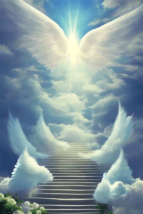 Fantasy Dreamlike Stairway To Bright Heavenly Stairs Made Of Clouds