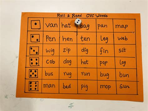 Diy Roll And Read Cvc Word Chart Activities For Preschoolers Go Mommy