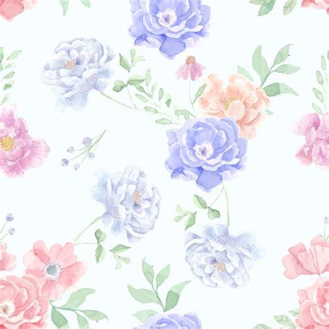 Red And Blue Rose Watercolor Flower Pattern Background Rose Seamless