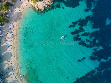 Ibiza Cala Bassa Beach With Turquoise Water Aerial Views Stock Photo Image Of Landscape