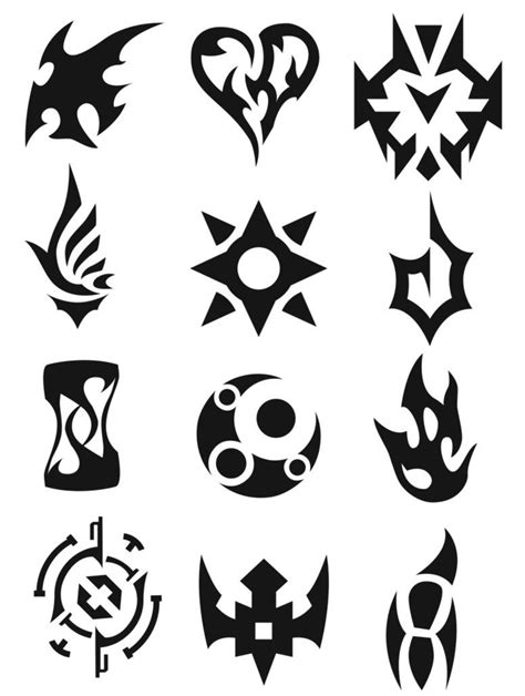 The Various Symbols For Tattoos Are Shown In Black And White
