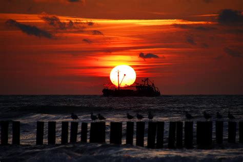 Sunset Over The North Sea In The Netherlands Image Free Stock Photo