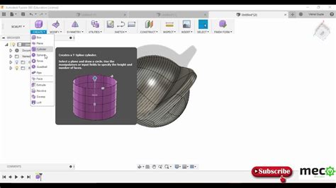 Autodesk Fusion 360 Surface Modeling Tutorials 8form Command Cylinder