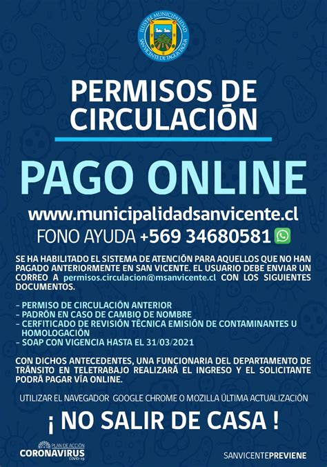 Revisa cuánto te costará el permiso este año. NUEVA ACTUALIZACIÓN PAGO DE PERMISOS DE CIRCULACIÓN - Ilustre Municipalidad San Vicente de Tagua ...