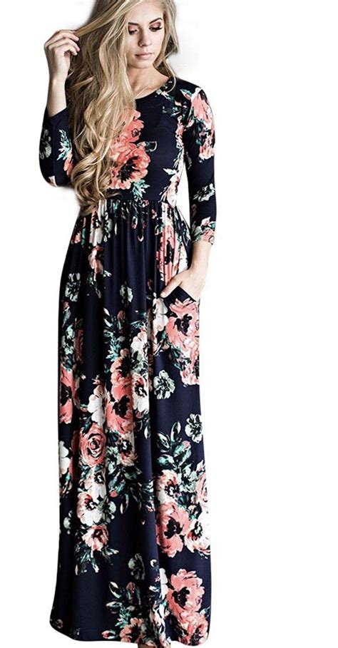 Floral Print Long Maxi Dress Sizes Small 3xlarge Maxi Dress Blue