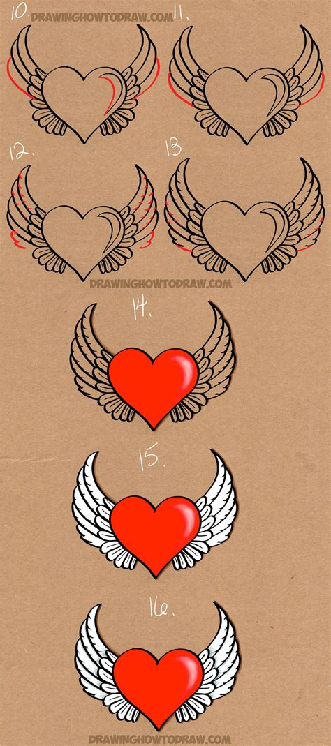 How To Draw A Heart With Wings Easy Step By Step Drawing