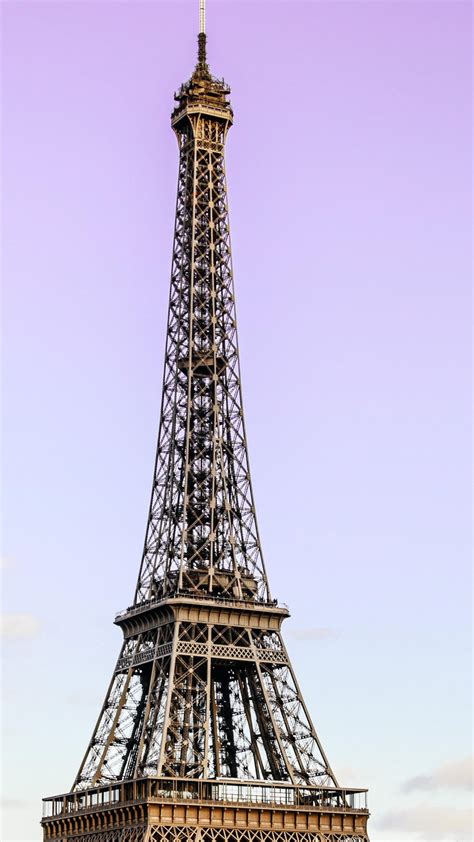 Paris Eiffel Tower With Purple And Blue Sky Background 4k 5k Hd Travel