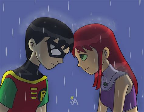 Robin And Starfires Romantic Moment In The Rain Robin Starfire Teen