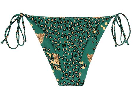 Green Leopard Print Side Tie Bikini Bottom Bottom Roar Green Ibiza