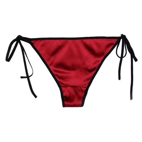 Ladys Silk Spandex Low Rise String Bikini Panties Tanga Sn028 Solid