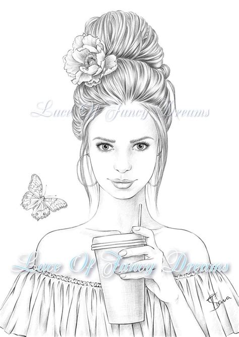 Beautiful Woman Coloring Page For Adult Coloring Sheet